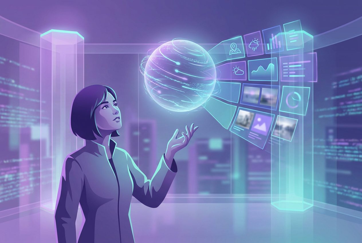 Ilustração do futuro das pesquisas online com inteligência artificial